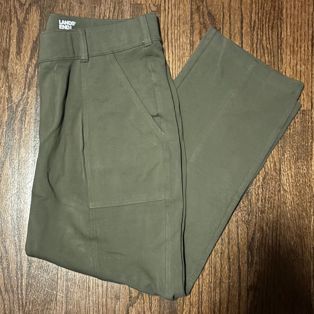 Lands' End Starfish Straight Leg Trousers Olive Green